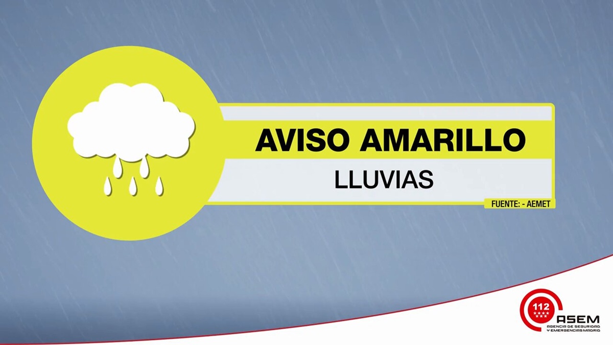 Aviso amarillo por lluvias en Alcorcón y el resto de la Comunidad de Madrid