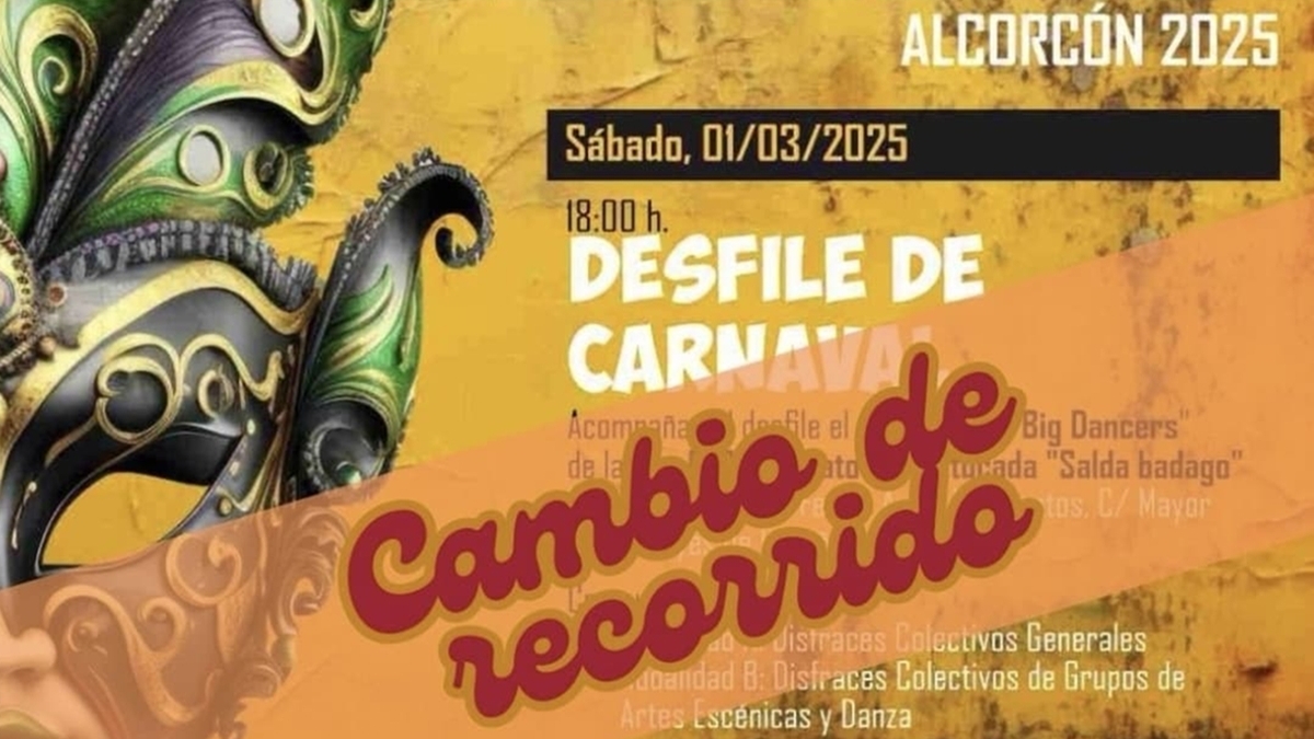 Última hora: Cambio de recorrido en el desfile de Carnaval de Alcorcón