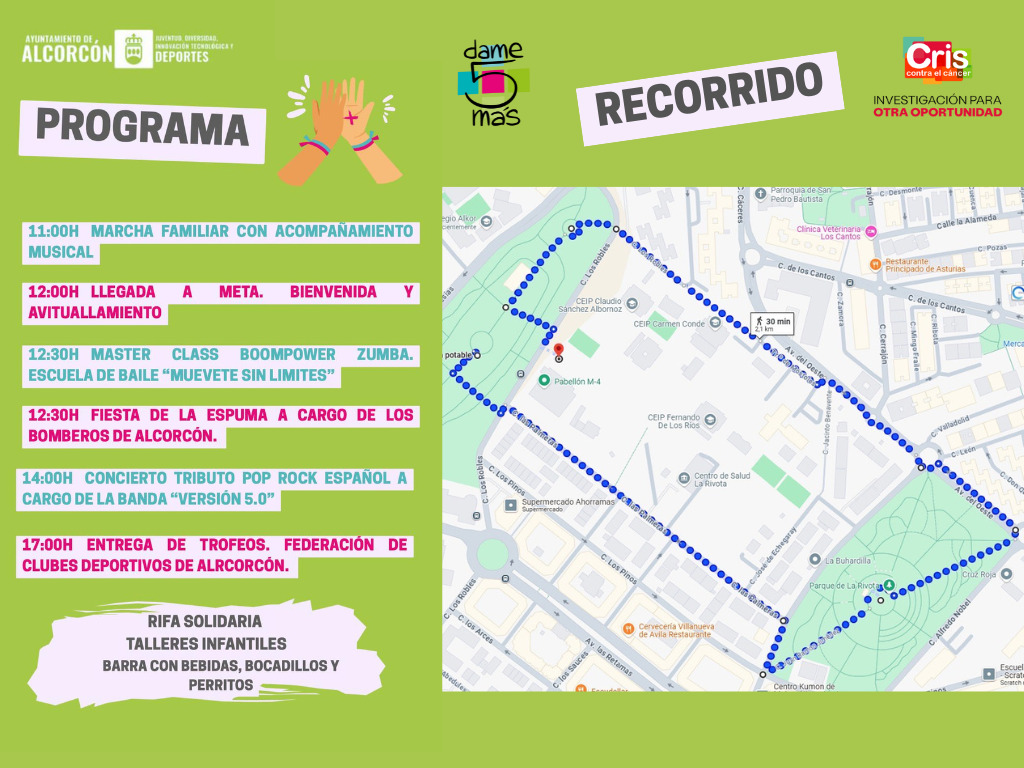 Marcha solidaria en Alcorcón a favor a la campaña Dame5Mas de CRIS contra el Cáncer