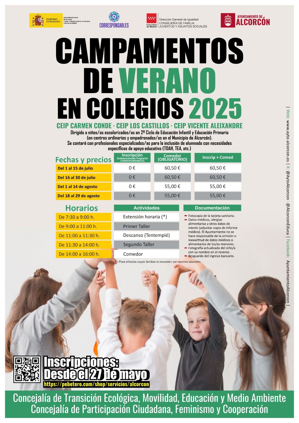 Cómo inscribir a tus hijos en los Campamentos Escolares de Verano en Alcorcón