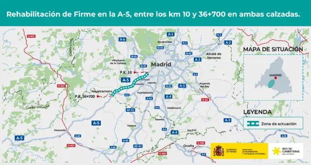 Alcorcón sufrirá nuevos desvíos en la A-5 por otra fase de obras