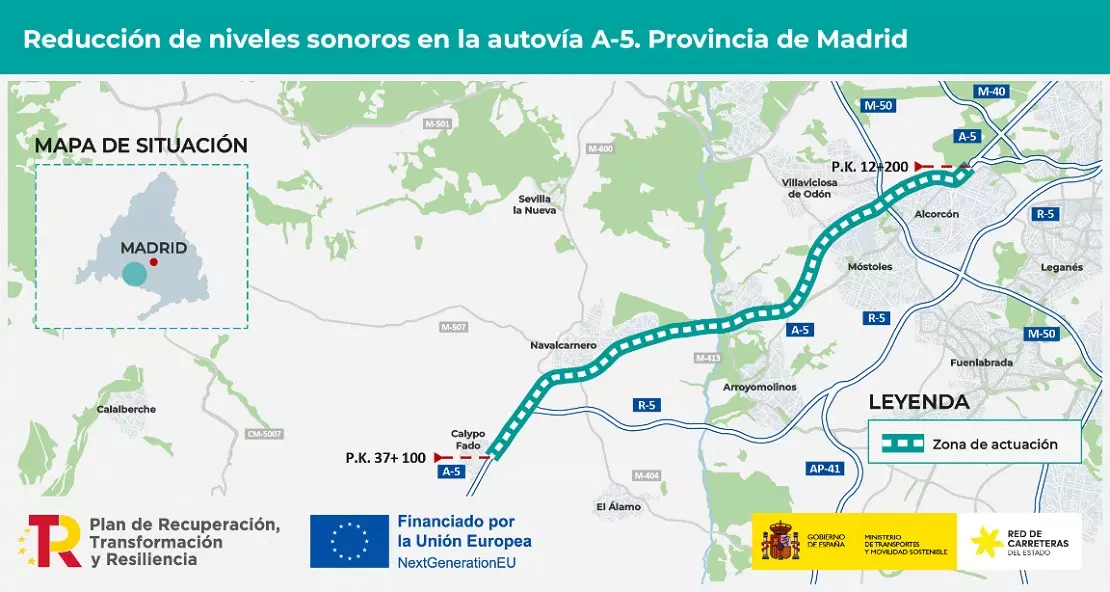 Importante inversión en la A-5 a su paso por Alcorcón con nuevas obras