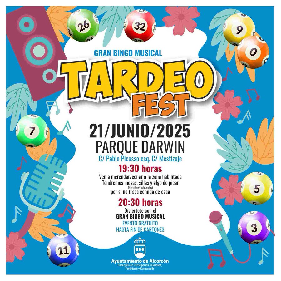 Alcorcón organiza un Tardeo Fest con música, comida y bingo