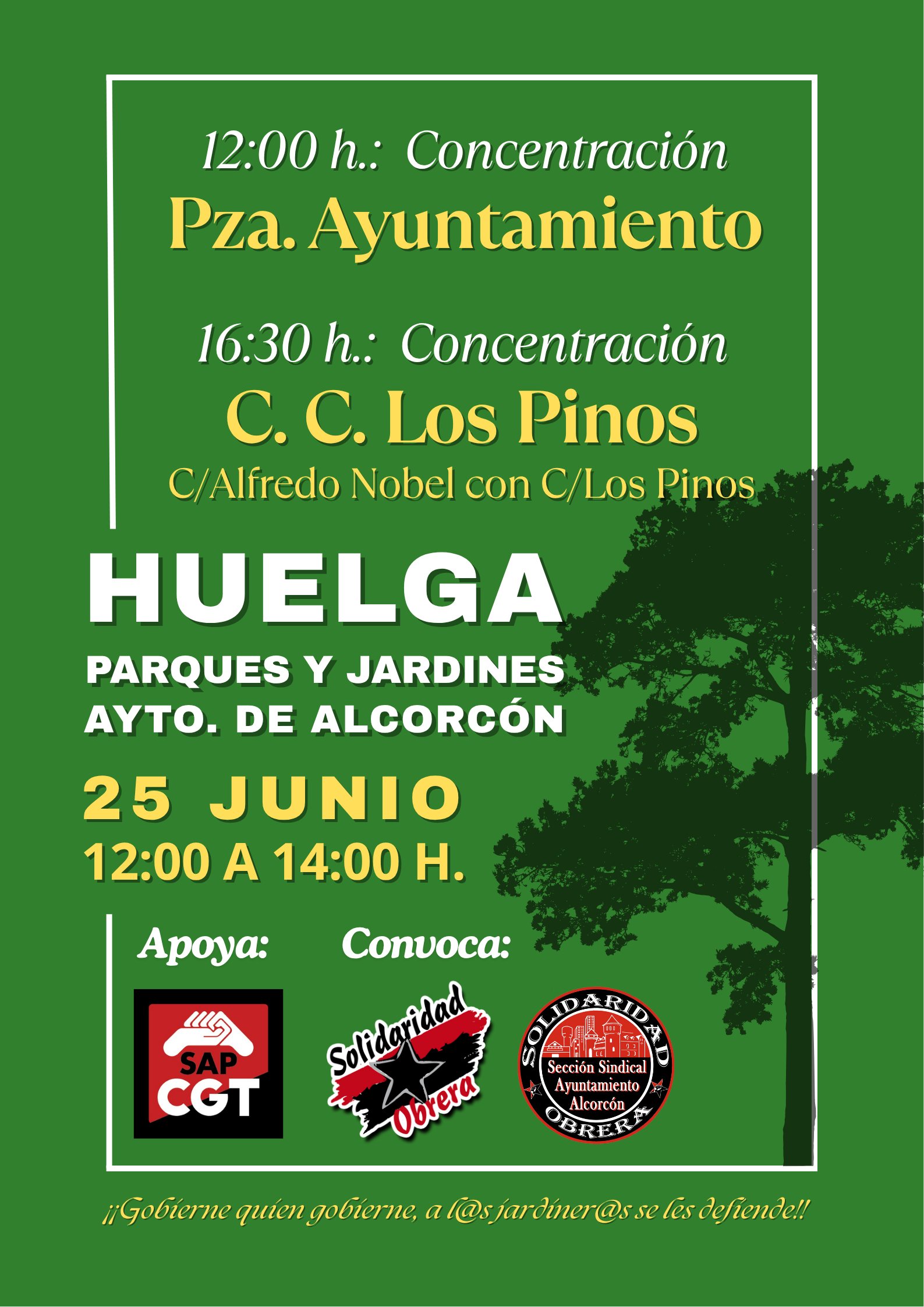 Solidaridad Obrera organiza una huelga y concentración por la situación de los jardineros en Alcorcón