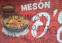 Aparecen pintadas antifascistas en el Mesón D'Juan de Alcorcón