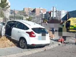 Aparatoso accidente frontal con dos heridos graves en Alcorcón