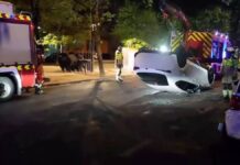 Un conductor positivo en alcoholemia vuelca un coche en un accidente en Alcorcón