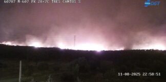 El viento traslada el olor a quemado por el incendio en Tres Cantos a Alcorcón