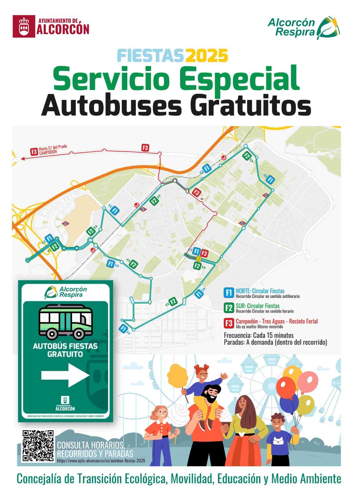 Así funcionará el servicio especial de autobuses para las Fiestas de Alcorcón 2025