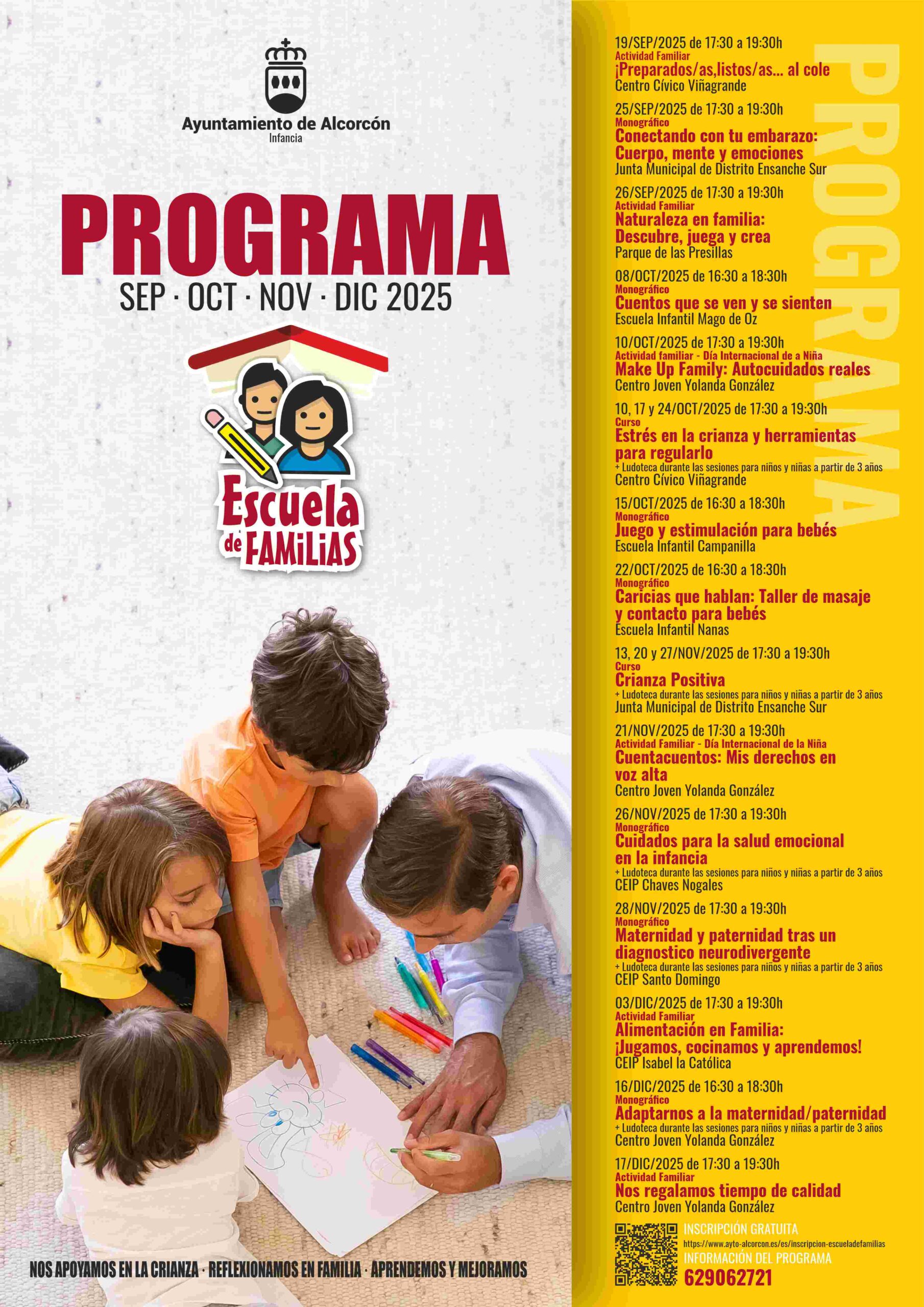 La nueva Escuela de Familias llega a Alcorcón con una intensa programación