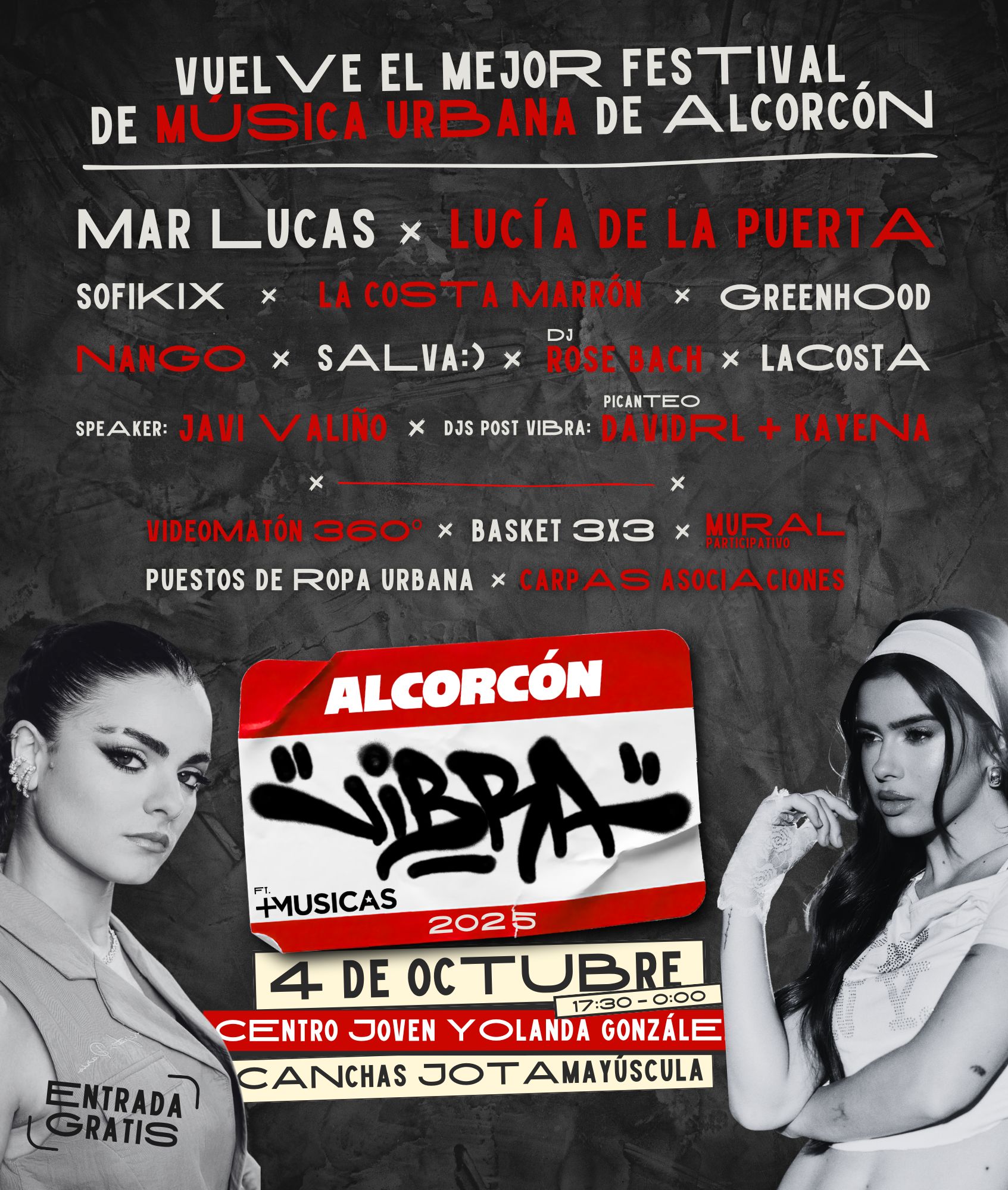 El festival de música urbana Alcorcón Vibra traerá a Mar Lucas y Lucía de la Puerta como cabezas de cartel