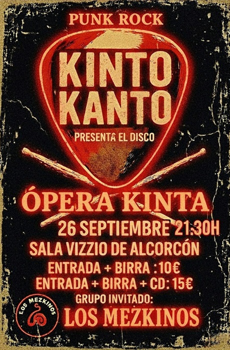 Los amantes del rock tienen una cita en la sala Vizzio de Alcorcón con Kinto Kanto