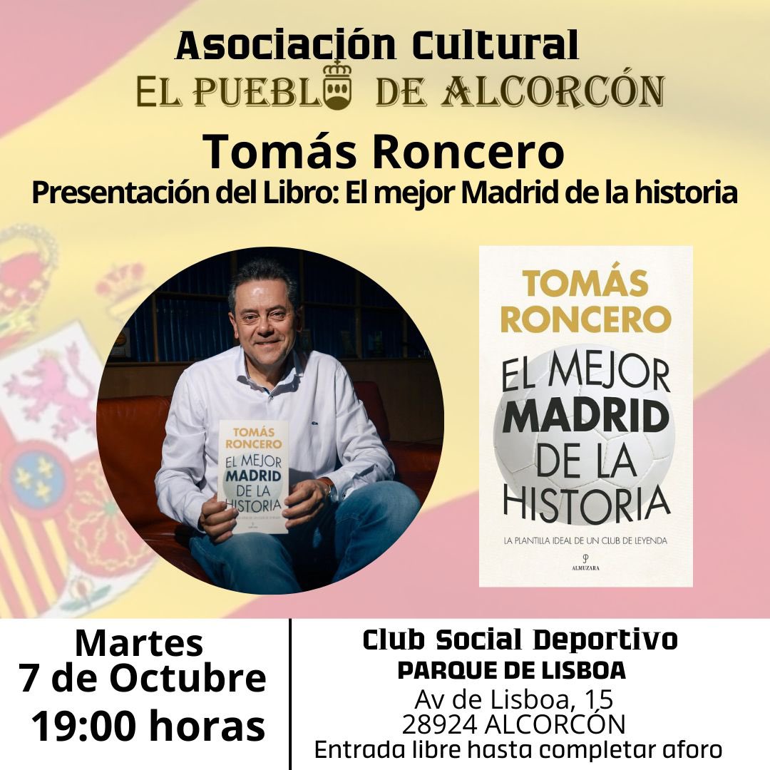 Tomás Roncero presentará su último libro sobre el Real Madrid en Alcorcón