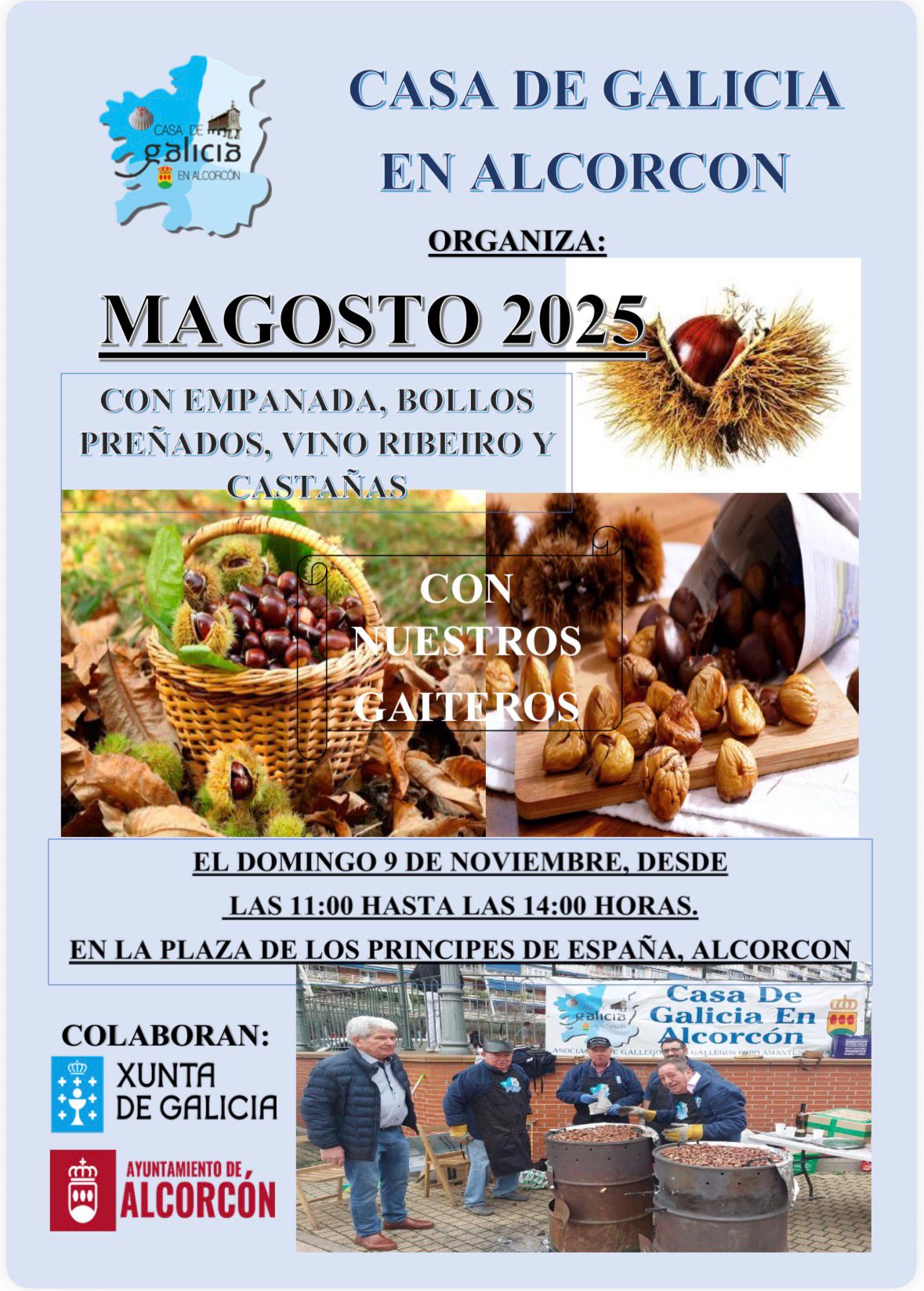 La Casa de Galicia en Alcorcón organiza el Magosto 2025 para este domingo