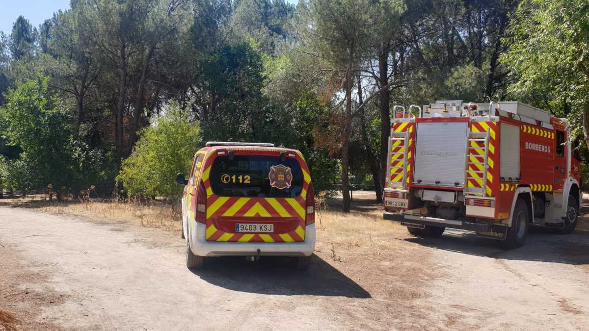 Una rápida actuación de los bomberos frena un conato de incendio forestal en Alcorcón