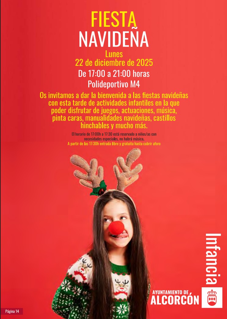 Preparada la gran Fiesta Navideña de este lunes en el Polideportivo M4 de Alcorcón