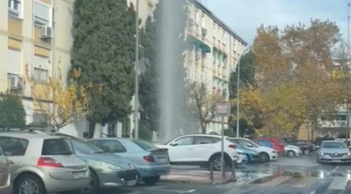 Espectacular fuga de agua en Alcorcón: una tubería rota lanza un chorro de varios metros en la calle Tuy Espectacular fuga de agua en Alcorcón: una tubería rota lanza un chorro de varios metros en la calle Tuy