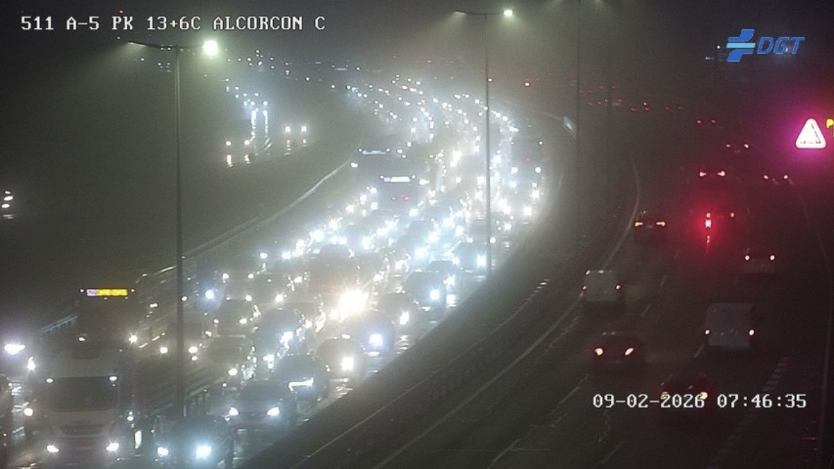 Caos total en la A-5 a la altura de Alcorcón con más de 10 kilómetros de atasco