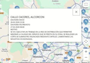 Corte de agua programado para este jueves en esta zona de Alcorcón