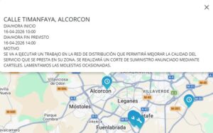 La calle Timanfaya de Alcorcón sufrirá un corte de agua este jueves por la mañana