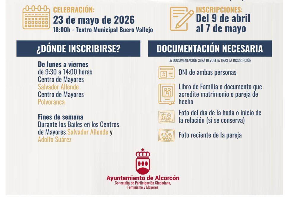 Llega a Alcorcón la Primavera de Oro: un homenaje a parejas que han compartido 50 años en la ciudad