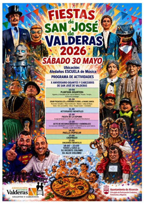 Vuelven las Fiestas de la Asociación de Vecinos de San José de Valderas en Alcorcón: gigantes, fiesta de espuma y mucha música