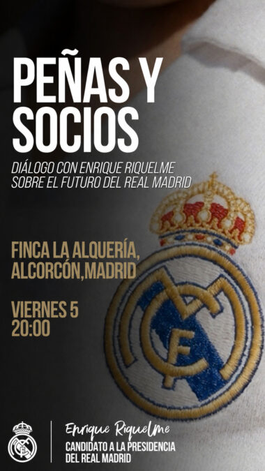 Enrique Riquelme, candidato a la presidencia del Real Madrid, visitará la Finca La Alquería de Alcorcón este viernes para peñas y socios