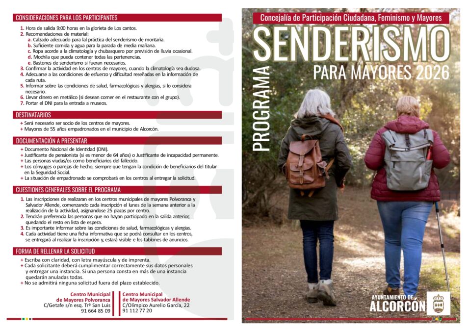 Nueva edición del programa de senderismo para mayores de Alcorcón: cinco rutas por la Sierra de Madrid