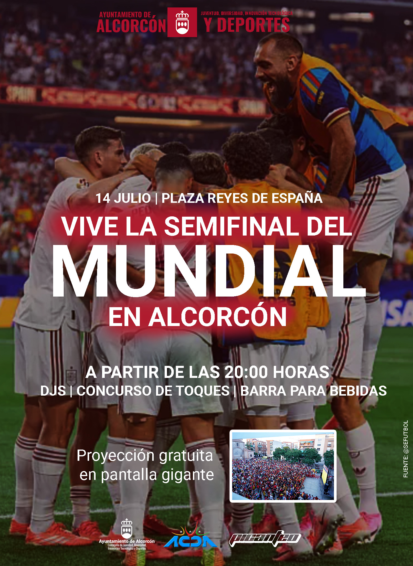 Alcorcón podrá vivir en directo el España - Francia de semifinales del Mundial en una pantalla gigante