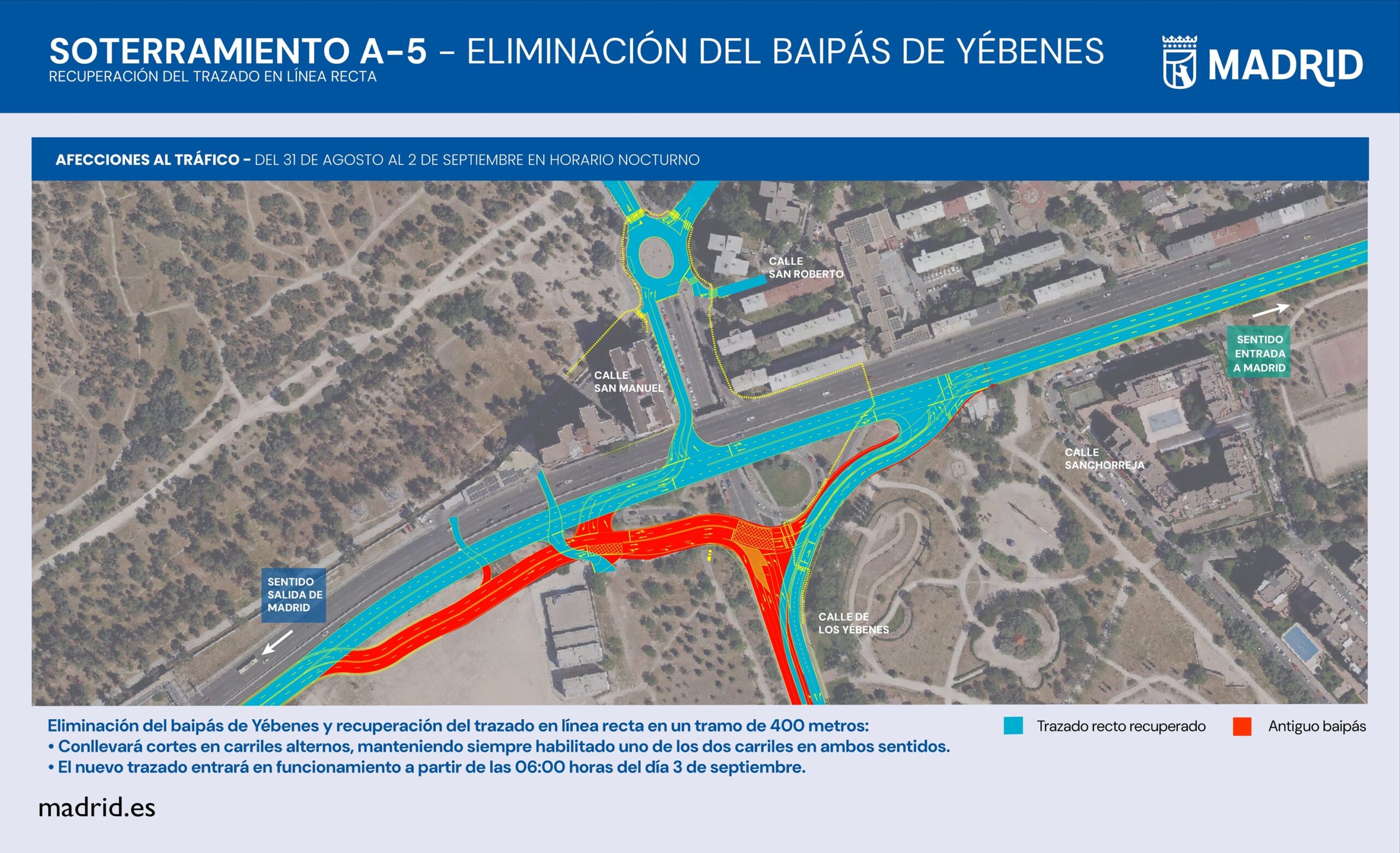 Obras en la A-5: cortes nocturnos y nuevo trazado para los vecinos de Alcorcón