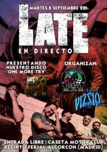 Late presentará su disco en la Sala Vizzio de Alcorcón con un concierto de entrada libre