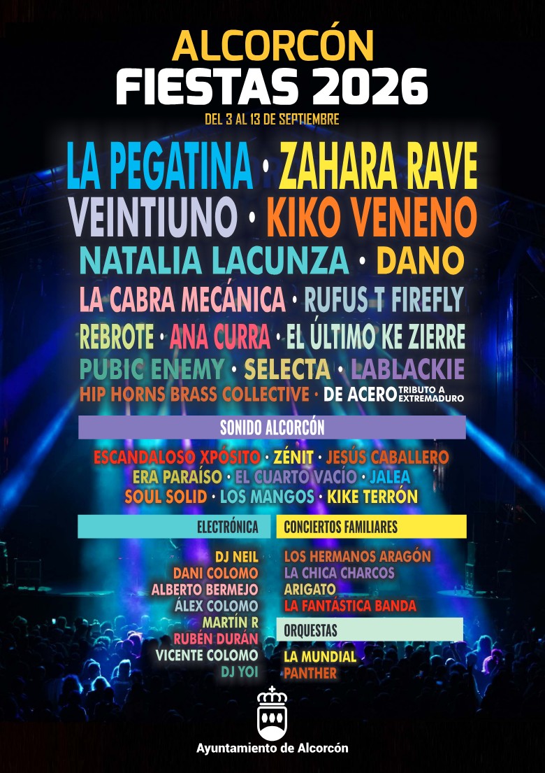 Todos los conciertos de las Fiestas de Alcorcón 2026: fechas, horarios y dónde serán