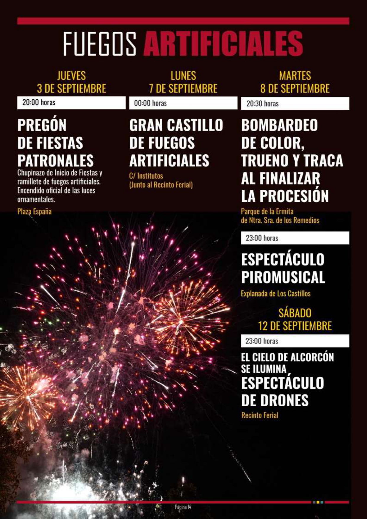 Cuándo y dónde ver los fuegos artificiales de las Fiestas de Alcorcón 2026