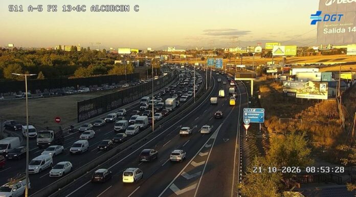 Más de cuatro kilómetros de retenciones en Alcorcón tras un accidente en la A-5