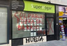 Vandalizan dos inmobiliarias de Alcorcón: aparecen pintadas en sus fachadas sobre la huelga general del 11N