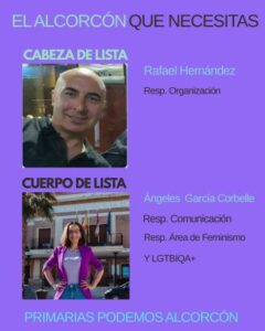 Podemos Alcorcón presenta su candidatura a la alcaldía: Rafael Hernández y Ángeles García Corbelle conforman su lista municipal